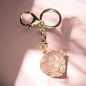 Rose Quartz Crystal Keychain